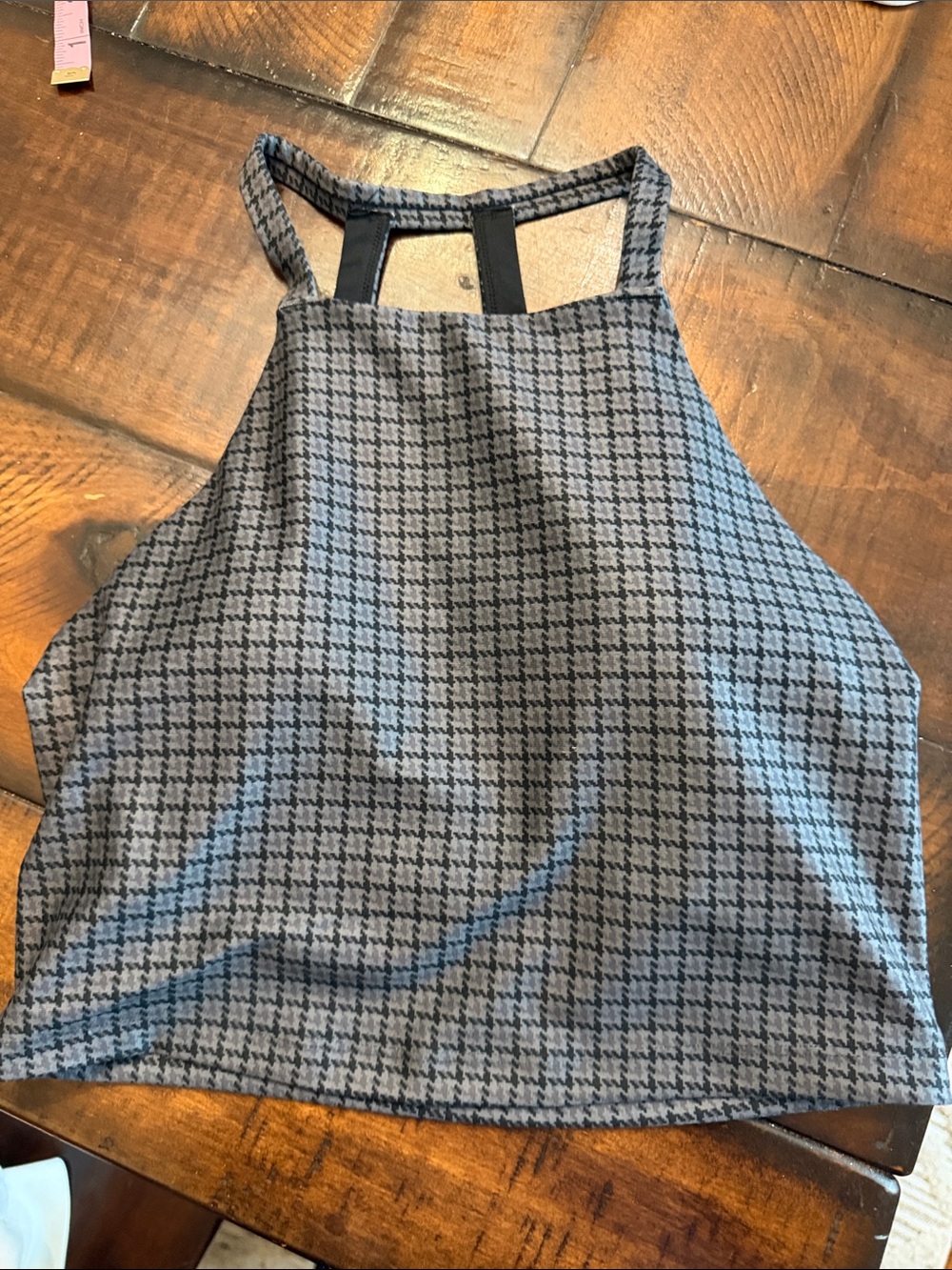Gilly Hicks Houndstooth Halter Crop Top - Black & Gray